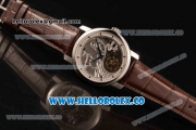 Vacheron Constantin Traditionelle Minute Repeater Tourbillon Swiss Tourbillon Manual Winding Steel Case with Brown Leather Strap and Gray Dial