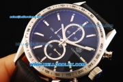 Tag Heuer Carrera Chronograph Miyota Quartz Movement Steel Case with Black Dial and Black Leather Strap