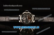 Cartier Ballon Bleu De Tourbillon Asia Automatic Steel Case with Black Skeleton Dial and Black Leather Strap