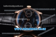 IWC Portuguese Clone IWC 52010 Automatic Rose Gold Case with Black Dial Arabic Numeral Markers and Black Leather Strap - 1:1 Original (ZF)