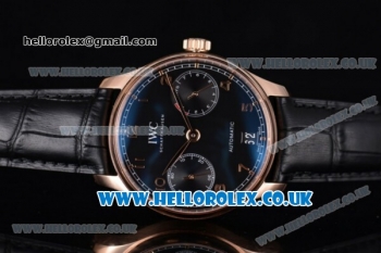 IWC Portuguese Clone IWC 52010 Automatic Rose Gold Case with Black Dial Arabic Numeral Markers and Black Leather Strap - 1:1 Original (ZF)