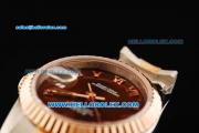 Rolex Datejust Automatic Movement Brown Dial with Rose Gold Bezel and Two Tone Strap-Lady Model