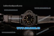 Panerai Submersible 1950 3 Days PAM 508 Clone P.9000 Automatic Ceramic Case with Yellow Markers Black Leather Strap and Black Dial