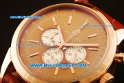 Breitling Transocean Chronograph Quartz Rose Gold Case with Brown Dial and Brown Leather Strap