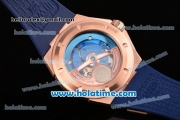 IWC Ingenieur Asia ST Automatic Rose Gold Case with Blue Rubber Bracelet Blue Dial and Stick Markers