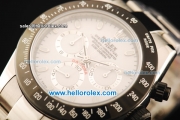 Rolex Daytona Chronograph Swiss Valjoux 7750 Automatic Movement Steel Case with White Dial and Black Bezel-Steel Strap