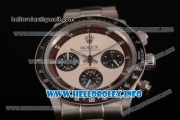 Rolex Daytona Vintage Chrono Miyota OS20 Quartz Steel Case/Bracelet with Silver Markers and White Dial - Brown Inner Bezel