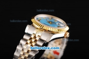 Rolex Datejust Swiss ETA 2836 Automatic Movement Two Tone with Gold Bezel-Blue Dial and Gold Roman Markers-18K Gold Never Fade