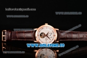 Vacheron Constantin Patrimony Tourbillon Swiss ETA 2824 Automatic Rose Gold Case with Diamonds Markers Brown Leather Strap and White Dial