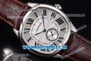 Cartier Drive de Cartier Asia ST16 Automatic Steel Case with Silver Dial Roman Numeral Markers and Brown Leather Strap