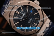 Audemars Piguet Royal Oak 41MM Clone AP Calibre 3120 Automatic Steel Case with Blue Dial Blue Leather Strap - Stick Markers (EF)