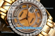 Rolex Day-Date Masterpieces Swiss ETA 2836 Automatic Yellow Gold Case with Diamonds Bezel and Yellow MOP Dial (BP)