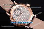 Breguet Grand Complication Moon Phase Tourbillon Swiss Tourbillon Manual Winding Rose Gold Case with White Dial Roman Markers and Brown Leather Strap