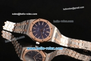 Audemars Piguet Royal Oak Swiss ETA 2824 Automatic Two Tone Case with Stick Markers and Blue Grid Dial - 1:1 Original