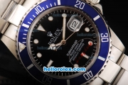 Rolex Submariner Automatic Movement Silver Case with Blue Bezel and Black Dial-White Marker