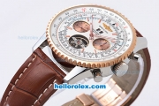 Breitling Navitimer Automatic Tourbillon with White Dial and Rose Gold Bezel-Bidirectional Slide Rule