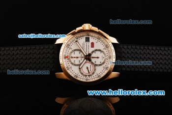 Chopard Mille Miglia GTXL Chronograph Swiss Valjoux 7750 Automatic Movement Rose Gold Case with White Dial and Black Rubber Strap