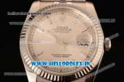 Rolex Datejust Clone Rolex 3135 Automatic Steel Case White Dial With Stick Markers Steel Bracelet- 1:1 Original(AR)