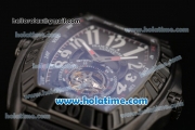 Franck Muller Conquistador Grand Prix Asia Automatic PVD Case with Black Leather Bracelet Black Dial and White Markers