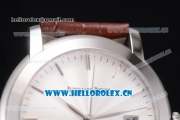 Audemars Piguet Jules Audemars Clone AP Calibre 3120 Automatic Steel Case with White Dial Stick Markers and Brown Leather Strap - 1:1 Original (EF)