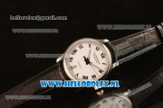 Chopard L.U.C 9015 Auto Steel Case with White Dial and Black Leather Strap