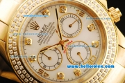 Rolex Daytona Oyster Perpetual Automatic Full Gold with Diamond Bezel,White Dial and Diamond Marking