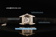 Cartier Santos Miyota Quartz Movement Steel Case with White Dial and Black Leather Strap