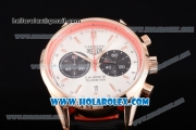 Tag Heuer Carrera Calibre 18 Chronograph Miyota Quartz Rose Gold Case with White Dial and Stick Markers