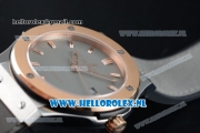 Hublot Classic Fusion Miyota 9015 Automatic Rose Gold Case with Grey Dial Stick Markers and Grey Genuine Leather Strap