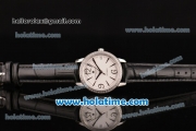 Vacheron Constantin Patrimony Swiss ETA 2824 Automatic Steel Case with Black Leather Strap White Dial and Diamond Bezel