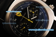 Ferrari & Panerai Chronograph Swiss Valjoux 7750 Automatic Movement Steel Case with Black Dial and Leather Strap