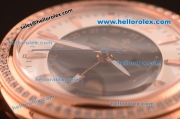 Patek Philippe Calatrava Swiss Quartz Rose Gold Case with Diamond Bezel and Black Leather Strap