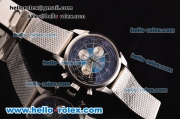 Breitling Transocean Chronograph Unitime Swiss Vajoux 7750-SHG Automatic Stainless Steel Case with Stainless Strap and Black Dial