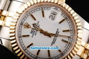 Rolex Datejust Automatic Movement White Dial with Gold Stick Markers and Gold Bezel-18K Gold Never Fade