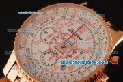 Breitling Montbrillant Swiss Valjoux 7750 Automatic Full Rose Gold with White Dial and Rose Gold Markers