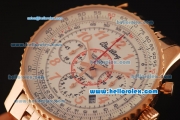 Breitling Montbrillant Swiss Valjoux 7750 Automatic Full Rose Gold with White Dial and Rose Gold Markers