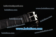 Vacheron Constantin Malte Miyota Quartz Stainless Steel Case with Black Leather Strap White Dial and Diamond Markers