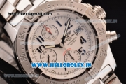 Breitling Avenger Chrono Swiss Valjoux 7750-SHG Automatic Stainless Steel Case Numeral Markers with Stainless Steel Strap and White Dial