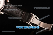 IWC Portuguese Tourbillon Mystere Swiss Tourbillon Automatic Steel Case with Black Dial Black Leather Strap and Rose Gold Arabic Numeral Markers (FT)