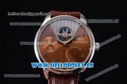 IWC Portuguese Tourbillon Asia ST25 Automatic Steel Case with Brown Dial Arabic Numeral Markers and Brown Leather Strap