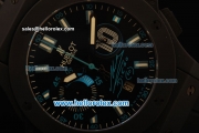 Hublot Big Bang Swiss Valjoux 7750 Automatic PVD Case with Brushed Ceramic Bezel and Black Dial- Black Leather Strap