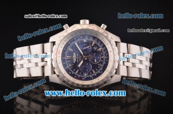 Breitling For Bentley Working Chronograph Quartz Movement with Blue Dial and SS Case-SS Strap