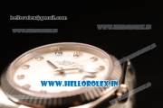 Rolex Datejust Oyster Perpetual Swiss ETA 2836 Automatic Steel Case White Dial With Diamonds Markers Steel Bracelet (BP)