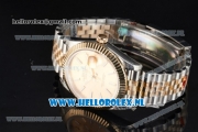 Rolex Datejust Clone Swiss ETA 2836 Automatic K Gold Case with Yellow Gold Dial stick Markers and Two Tone Bracelet BP