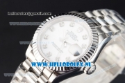 Rolex Datejust Swiss ETA 2671 Automatic Steel Case with White Dial Diamonds Markers and Steel Bracelet (BP)