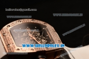 Richard Mille RM035-02 Americas Japanese Miyota 9015 Automatic Rose Gold Case Skeleton Dial With Dots Markers White Rubber Strap