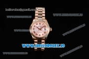 Rolex Datejust Swiss ETA 2671 Automatic Rose Gold Case with Pink Dial Roman Numeral Markers and Rose Gold Bracelet (BP)