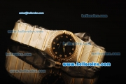 Omega Constellation Swiss Quartz Steel Case with Diamond Bezel and Black Dial-Diamond Markers