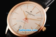 Vacheron Constantin New Model Swiss ETA 2892 Automatic Movement Rose Gold Case with White Dial and Stick Markers