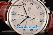 IWC Portuguese Chrono Miyota Quartz Steel Case with White Dial and Blue Arabic Numeral Markers